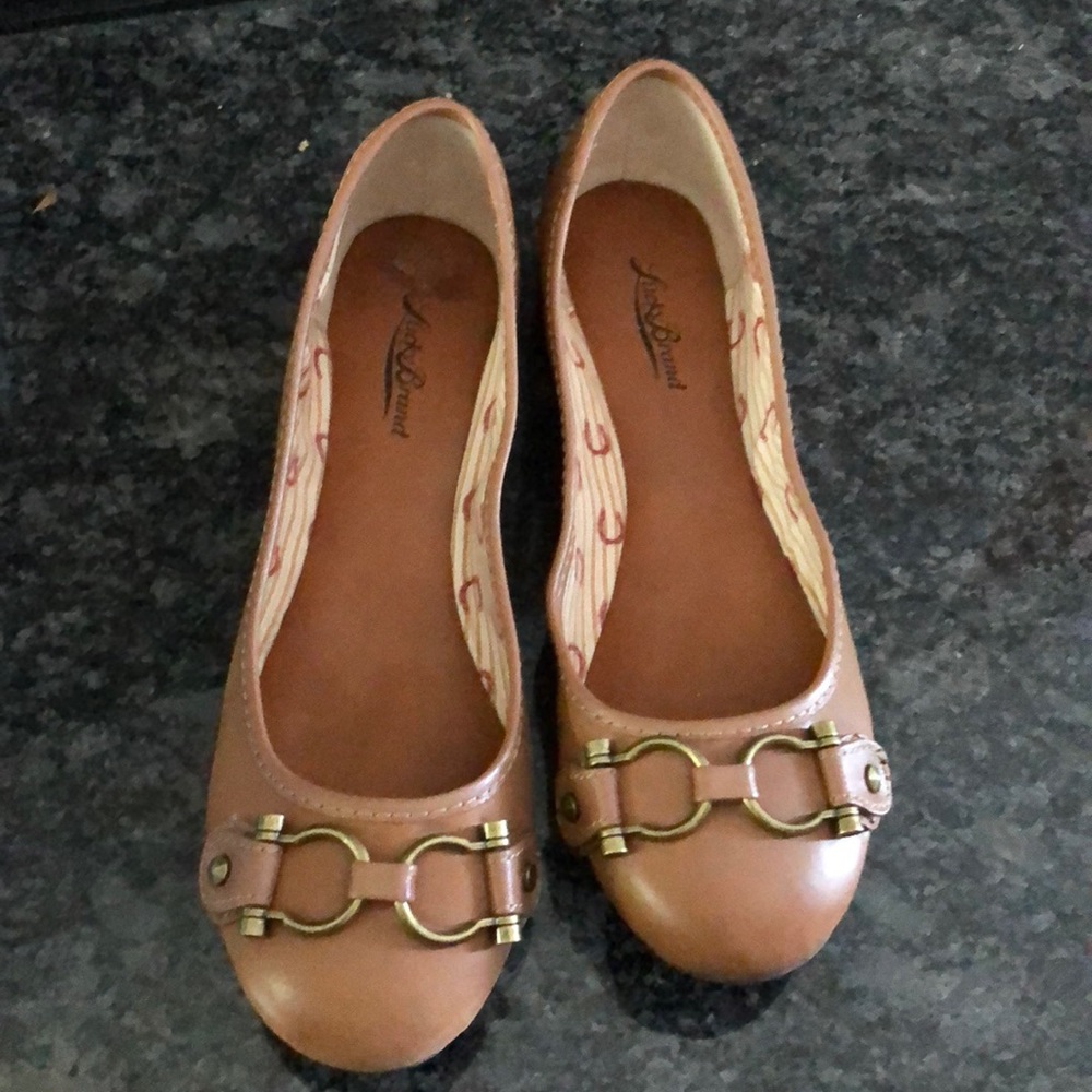 Lucky Brand Brown Flats with Gold Buckle